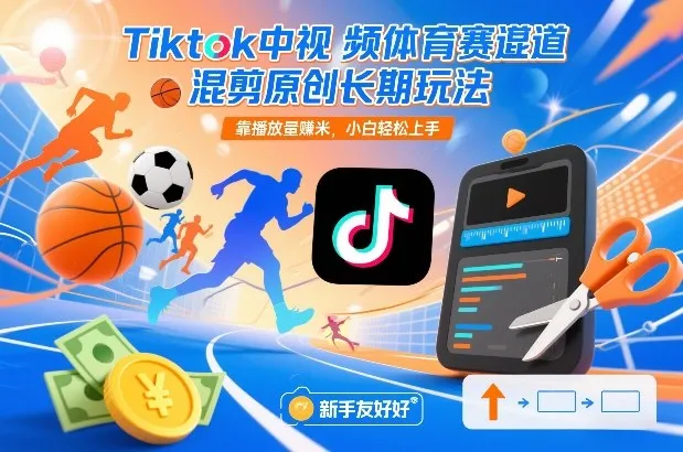 Tiktok视频体育赛道混剪原创长期盈利策略，小白轻松上手-资源项目网