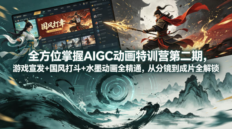 AIGC动画特训营第二期：游戏与国风动画全掌握，从分镜到成片一网打尽-资源项目网