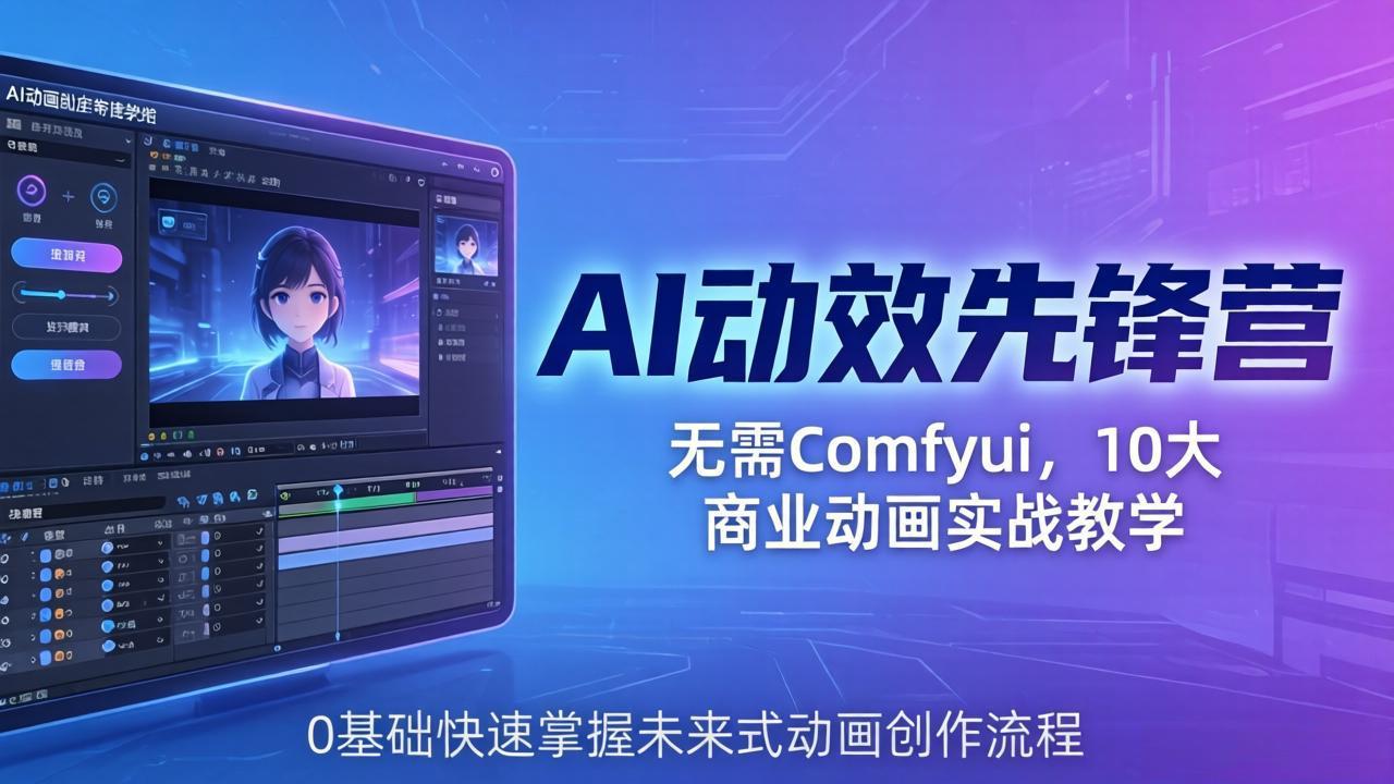 AI动效先锋营:零基础快速掌握未来式动画创作流程,无需Comfyui的10大商业动画实战教学-资源项目网