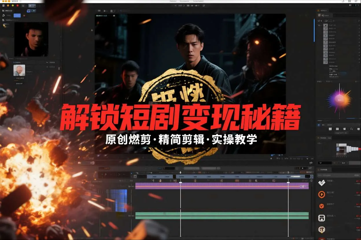 短剧拉新：原创燃剪精简剪辑实操课，解锁短剧变现秘籍-资源项目网