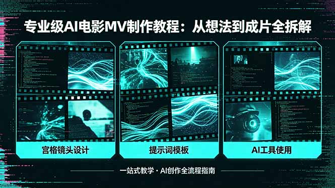 专业AI电影MV制作教程：从构思到成片，宫格镜头、提示词模板及AI工具一应俱全-资源项目网