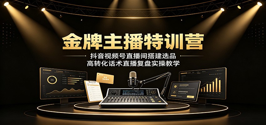 金牌主播特训营:抖音视频号直播间搭建、选品及高转化话术直播复盘实操教学-资源项目网
