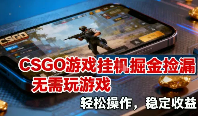 CSGO游戏挂G掘金捡漏，无需玩游戏，操作简便，收益稳定【揭秘】-资源项目网