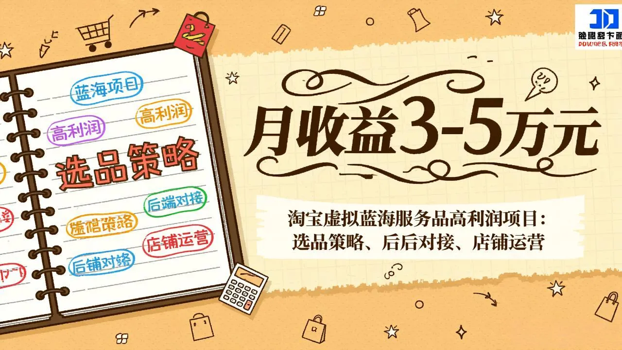淘宝虚拟蓝海服务品高利润项目：选品策略、后端对接、店铺运营，月收益可达3-5万元-资源项目网