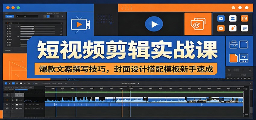 短视频剪辑实战课：爆款文案撰写技巧与封面设计模板新手速成-资源项目网