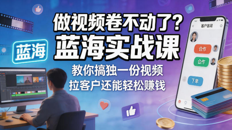 “蓝海实战课：视频制作与营销技巧，教你打造独特视频吸引客户并盈利！【双语字幕】”-资源项目网