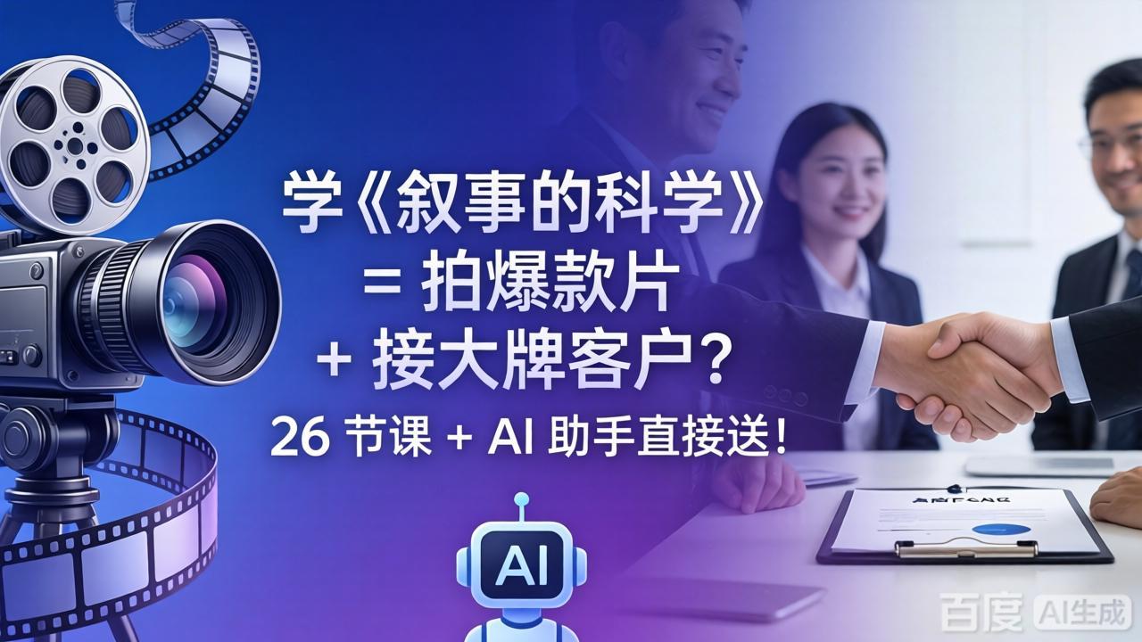 《叙事的科学》课程：拍出爆款电影，接揽大牌客户？26节课程+AI助手免费送！-资源项目网