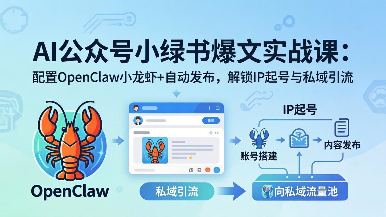 AI公众号小绿书变现实战课：揭秘爆文写作与OpenClaw自动发布，解锁IP起号与私域引流-资源项目网