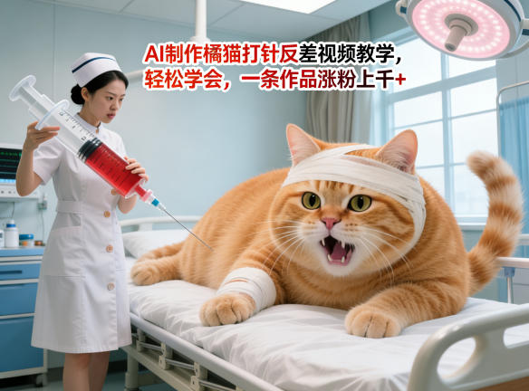 AI制作橘猫打针视频教程，轻松学习涨粉上千+-资源项目网