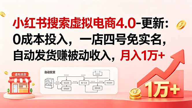 小红书：虚拟电商4.0，零成本开店，四号运营，自动发货，月入过万-资源项目网