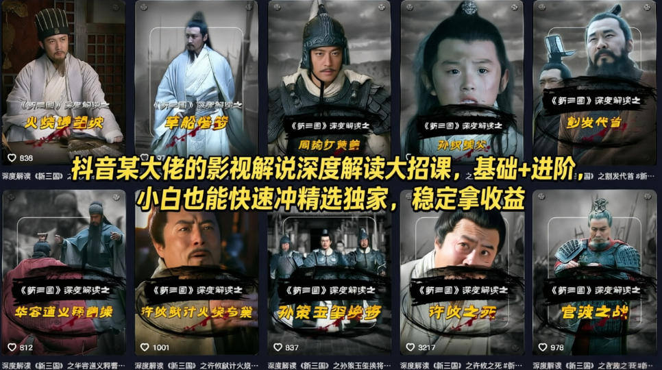 抖音影视解说深度解析：小白速成精选，稳定收益秘籍-资源项目网