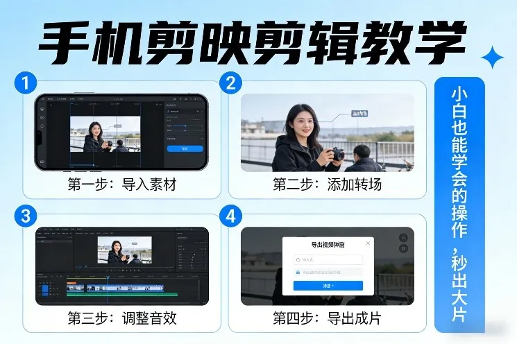 手机剪映剪辑教程：小白也能秒变大片制作高手-资源项目网