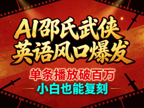 AI邵氏武侠英语爆红，单条播放破百万，小白也能复刻-资源项目网