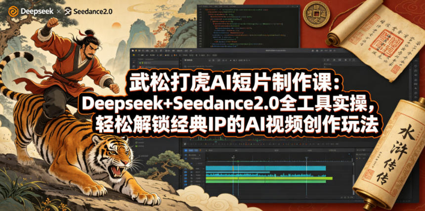 武松打虎AI短片制作课：Deepseek+Seedance2.0全工具实操，轻松解锁经典IP的AI视频创作玩法-资源项目网