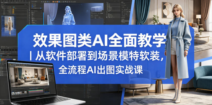 AI效果图制作全流程实战课程：软件部署、场景设计到模特软装-资源项目网