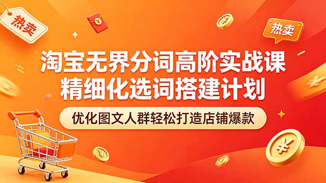 淘宝无界分词高阶实战课:精细化选词与搭建计划,轻松打造店铺爆款-资源项目网
