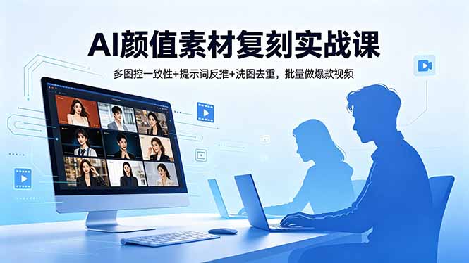 AI颜值素材复刻实战课程：多图一致性、提示词反推、洗图去重，批量打造爆款视频-资源项目网