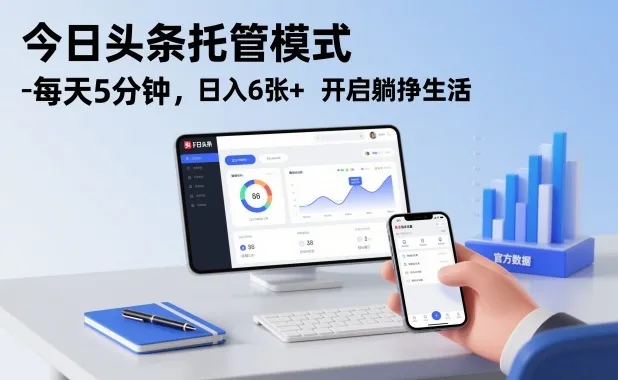 今日头条托管模式：每天仅需5分钟，轻松实现日入6张+，开启躺赚生活【揭秘】-资源项目网