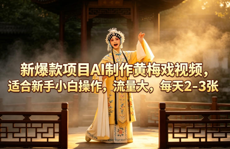 新爆款AI项目：制作黄梅戏视频，适合新手小白操作，日增流量2-3张-资源项目网