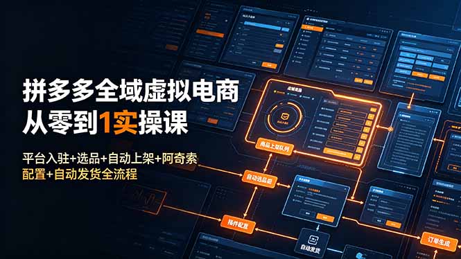 拼多多全域虚拟电商实操课：从零到一的入驻、选品、上架、阿奇索配置及自动发货全流程-资源项目网