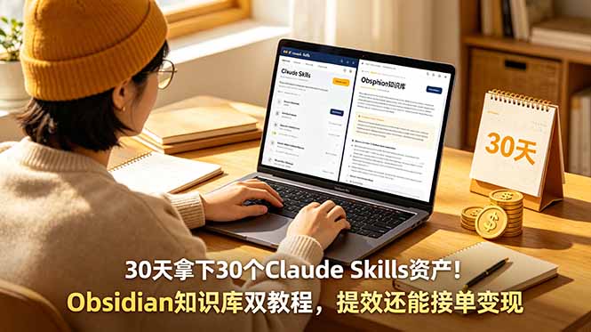 30天掌握Obsidian双教程，高效整理技能资产，轻松接单变现-资源项目网