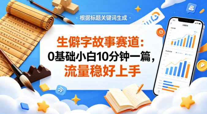 公众号流量主生僻字故事赛道，新手10分钟掌握，稳定流量获取-资源项目网