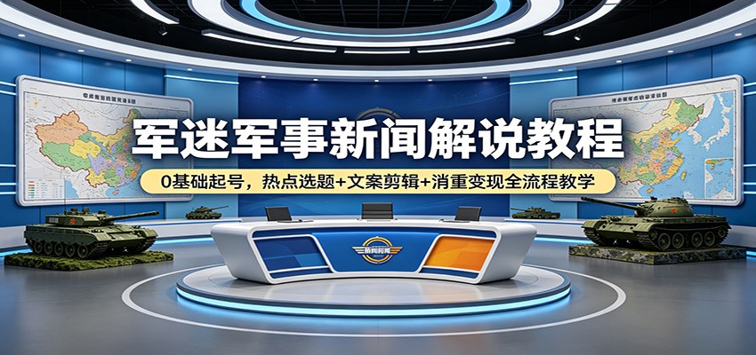 军迷入门：零基础起号、热点选题、文案剪辑及消重变现全流程教程-资源项目网