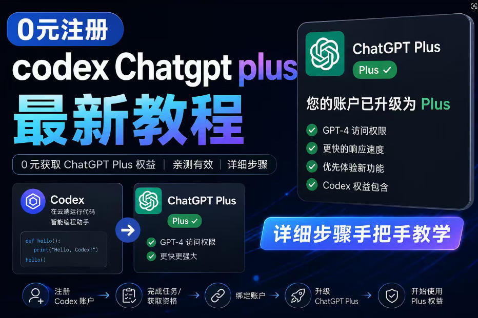 0元注册Codex GPT Plus教程：手把手教学获取权益-资源项目网