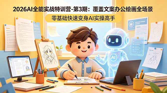 2026 AI全能实战特训营第3期：零基础快速变身AI实操高手，覆盖文案、办公、绘画全场景-资源项目网