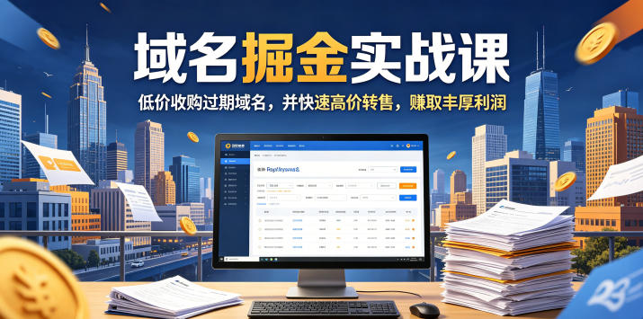 域名交易实战课程：低价收购过期域名，快速转售赚取丰厚利润【双语字幕】-资源项目网