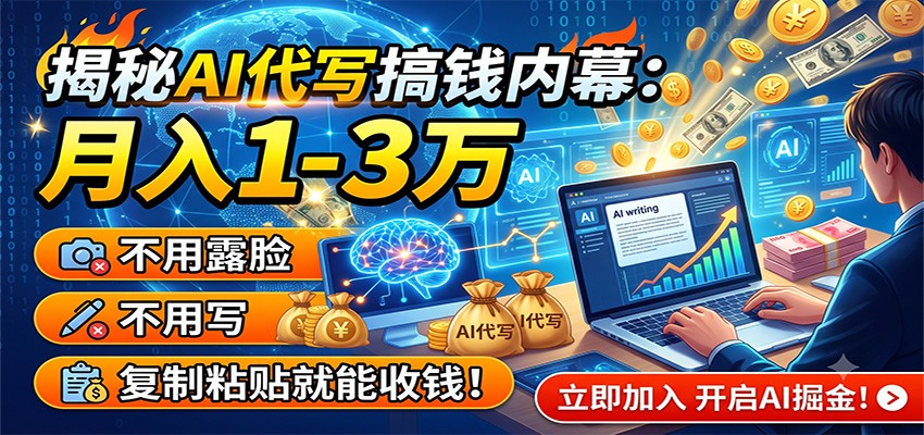 揭秘AI代写赚钱真相:月入1-3万,无需露脸、复制粘贴即可轻松赚钱!-资源项目网
