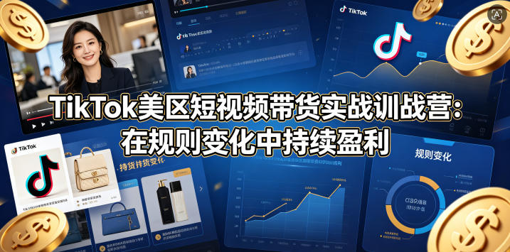 TikTok美区短视频带货实战训练营：应对规则变动，持续盈利-资源项目网
