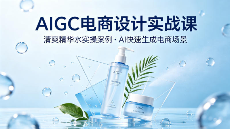 AIGC电商设计实战课：以清爽精华水为案例，教你用AI快速生成电商场景-资源项目网