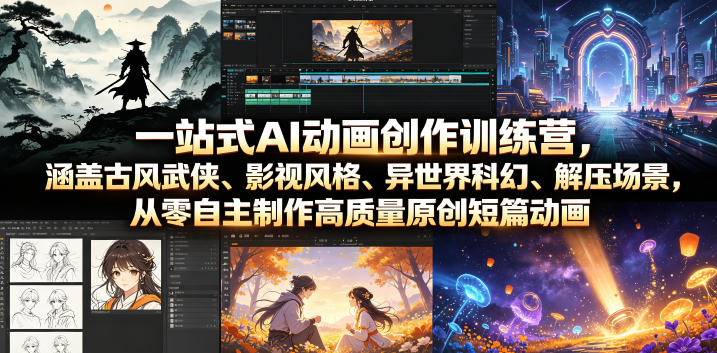 AI动画创作训练营：古风武侠、影视风格、异世界科幻、解压场景，从零制作高质量原创短篇动画-资源项目网