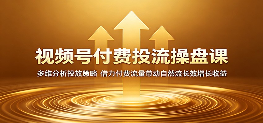 视频号付费投流操盘课：多维分析投放策略，借力付费流量带动自然流长效增长收益-资源项目网