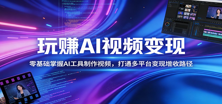 掌握AI视频制作，零基础玩赚多平台变现增收-资源项目网