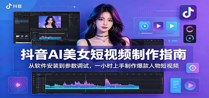 抖音AI美女短视频制作教程:软件安装到参数调试,快速上手打造爆款视频-资源项目网