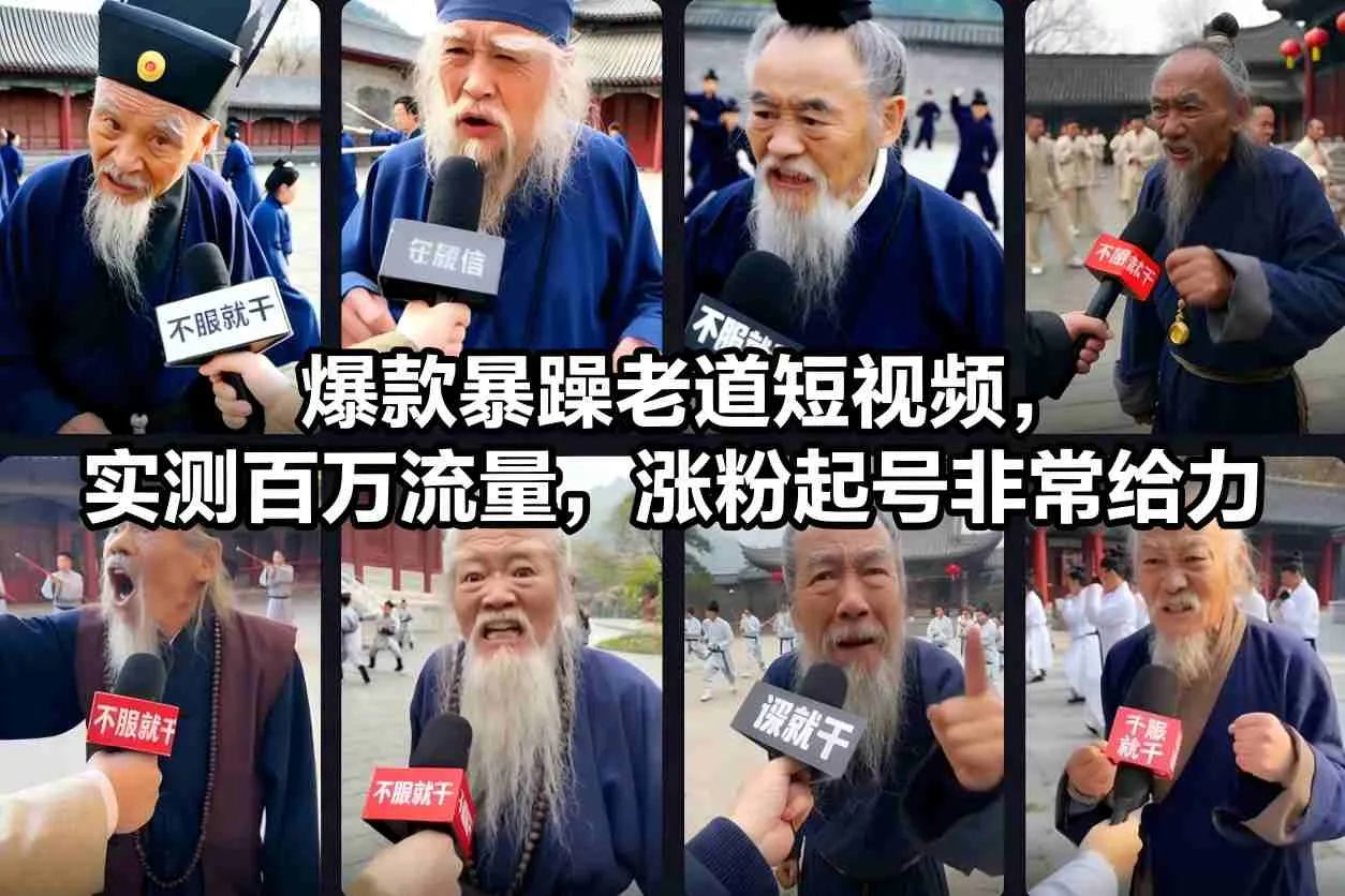 爆款暴躁老道短视频，百万流量实测，涨粉起号效果显著-资源项目网