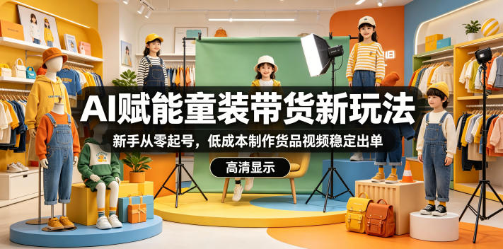 AI助力童装电商新策略:新手零成本制作视频,稳定出单-资源项目网