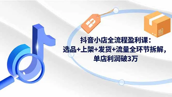 抖音小店盈利全攻略:选品、上架、发货、流量全流程解析,单店利润破3万-资源项目网