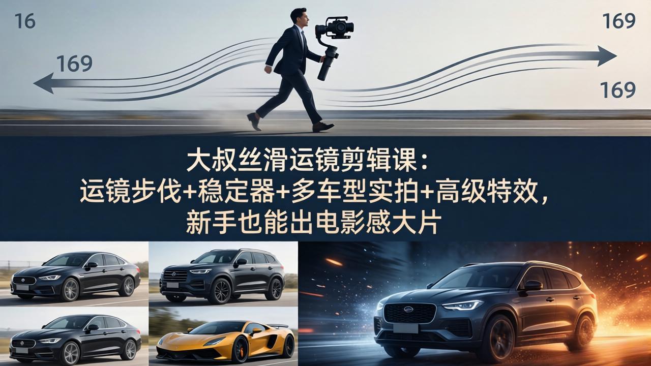 大叔丝滑运镜剪辑课：入门到精通，从稳定器到高级特效，新手也能拍出电影感大片-资源项目网