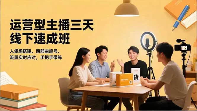 运营型主播三天线下班:人货场搭建、四部曲起号、流量实时应对,手把手带练-资源项目网