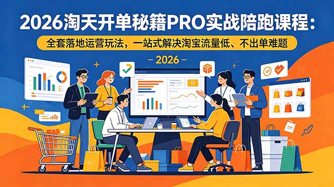 2026淘天开单秘籍PRO实战陪跑课程：全套落地运营玩法，一站式解决淘宝流量低、不出单难题-资源项目网