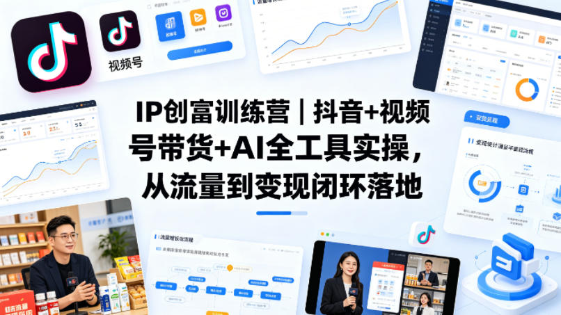 IP创富训练营：抖音+视频号带货+AI工具实操，打造流量到变现闭环-资源项目网