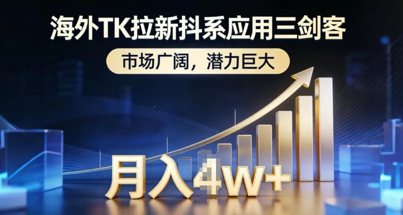 海外TK拉新抖系应用市场潜力巨大，月入1w+-资源项目网