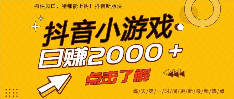 2025年抖音小游戏项目,手机日入2000+-资源项目网