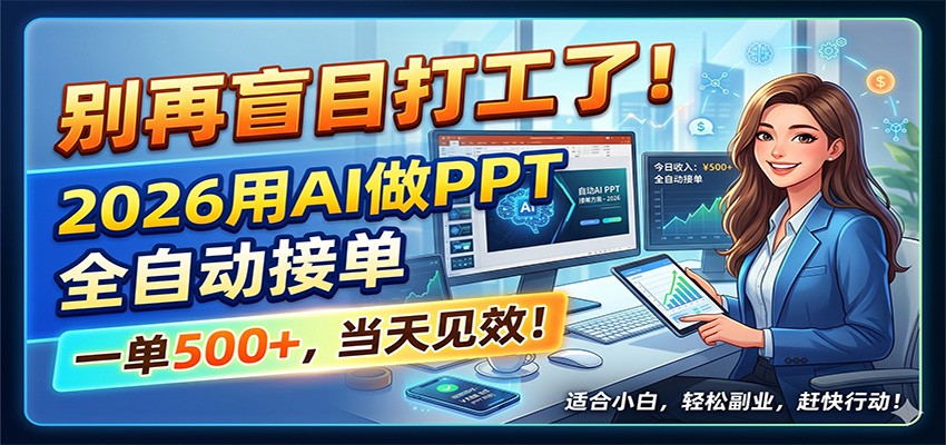 2026年AIPPT自动接单，一单5张+，当天见效！-资源项目网