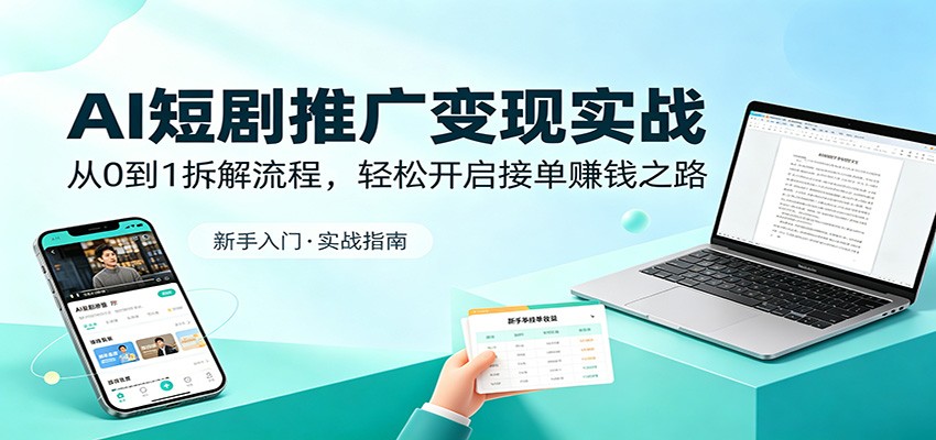 AI短剧变现实战：0到1的接单赚钱流程-资源项目网