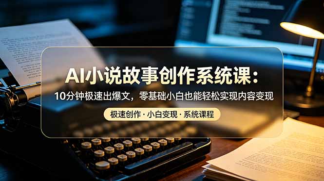 AI小说故事创作系统课：10分钟极速出爆文，零基础小白也能轻松实现内容变现-资源项目网