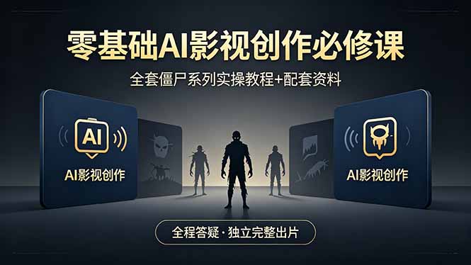 零基础AI影视创作入门课程：全套僵尸系列实操教程+配套资料，全程答疑支持独立完成作品-资源项目网